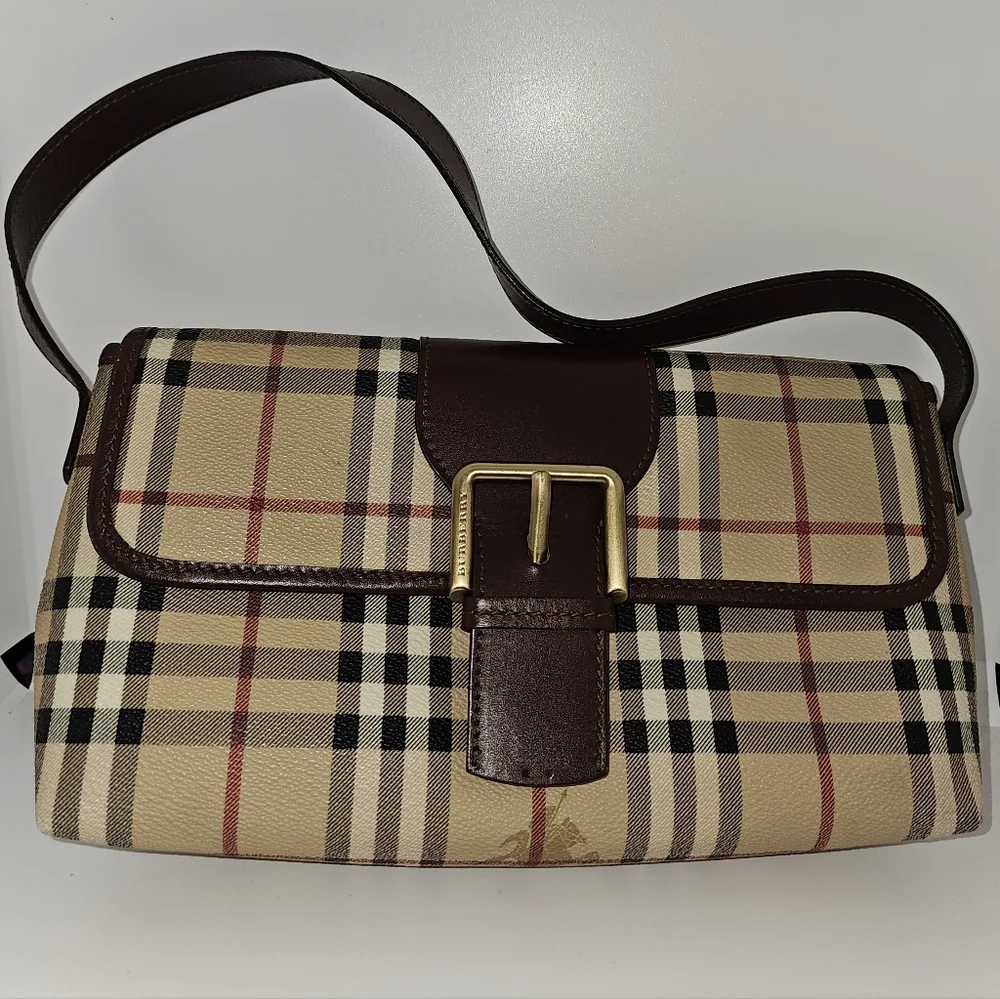 Burberry Shoulder Bag with Brown Leather Accents With COA and Branded Dustbag